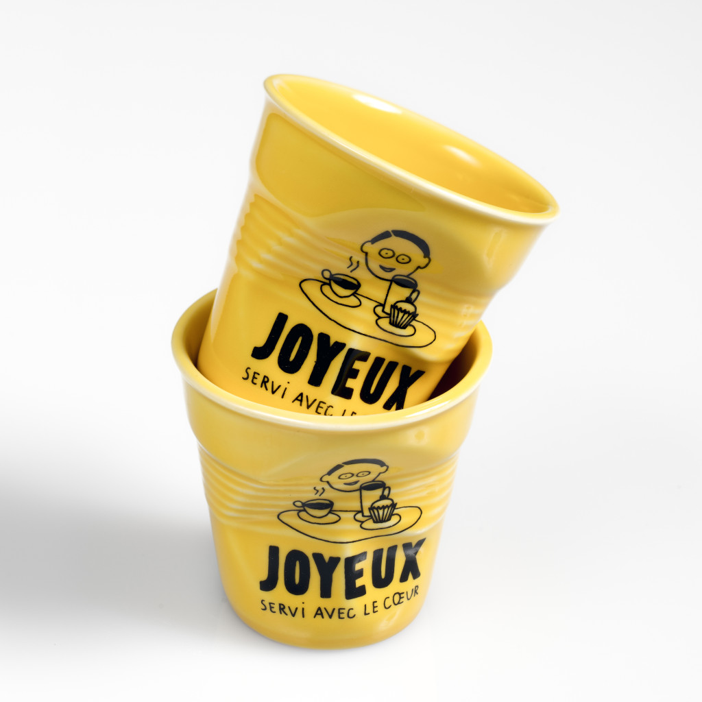Café joyeux - Set van 2 gele Revol Café joyeux kopjes