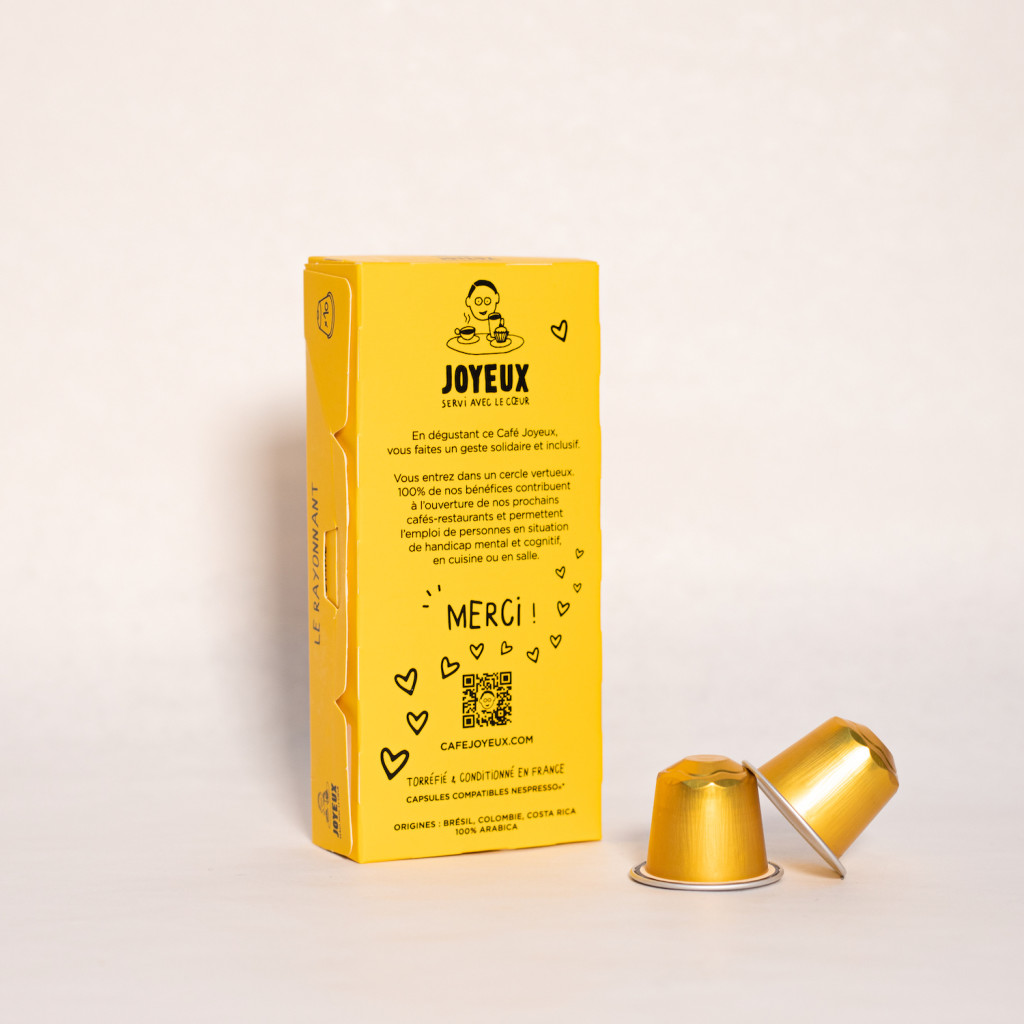 Café en capsules aluminium x10 le Rayonnant : packaging arrière