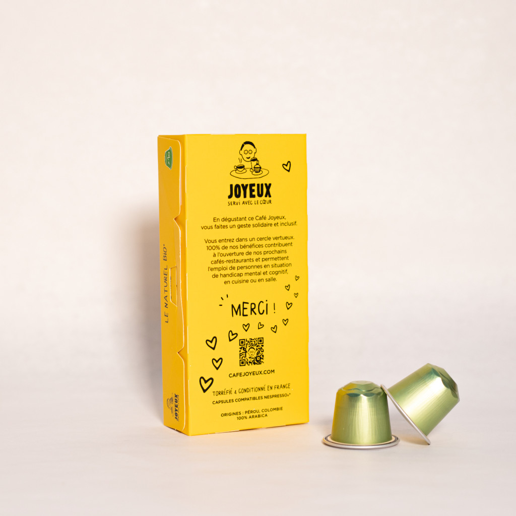 Café en capsules x10 le Naturel Bio : packaging face