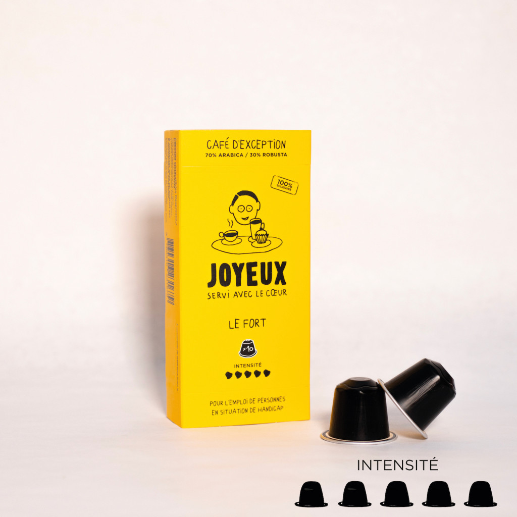 Koffie in aluminium capsules x10 le Fort : verpakking voorzijde - Café joyeux