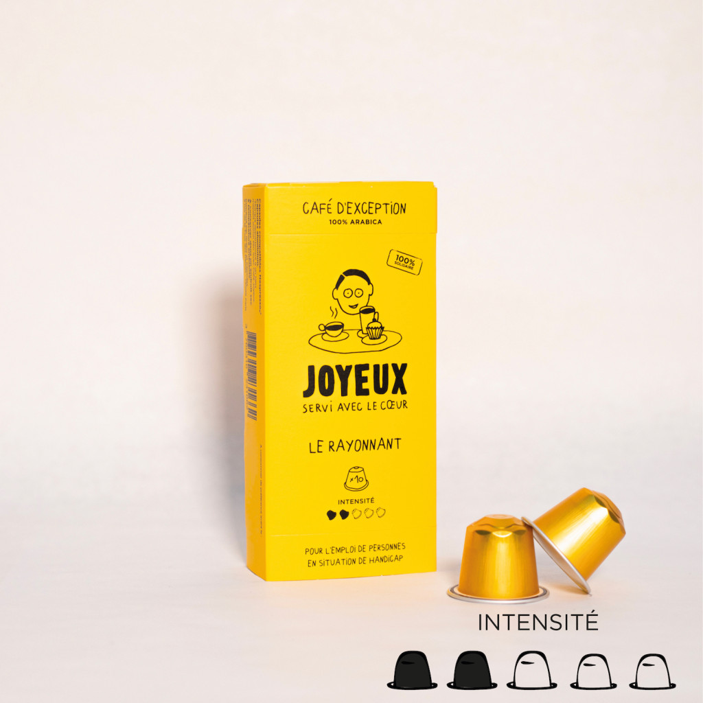 Café en capsules aluminium x10 le Rayonnant : packaging avant - Café Joyeux
