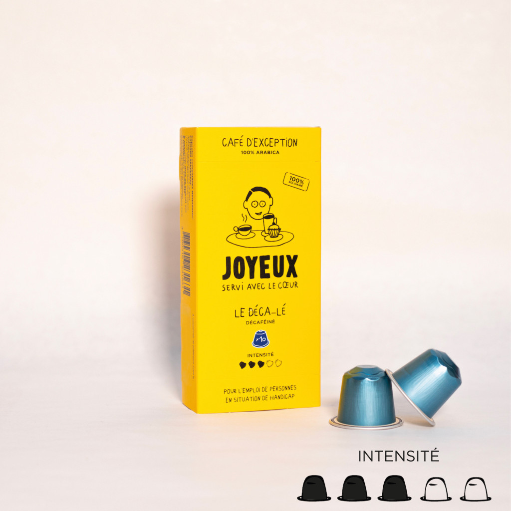 Café en capsules x10 le Déca-lé : packaging face