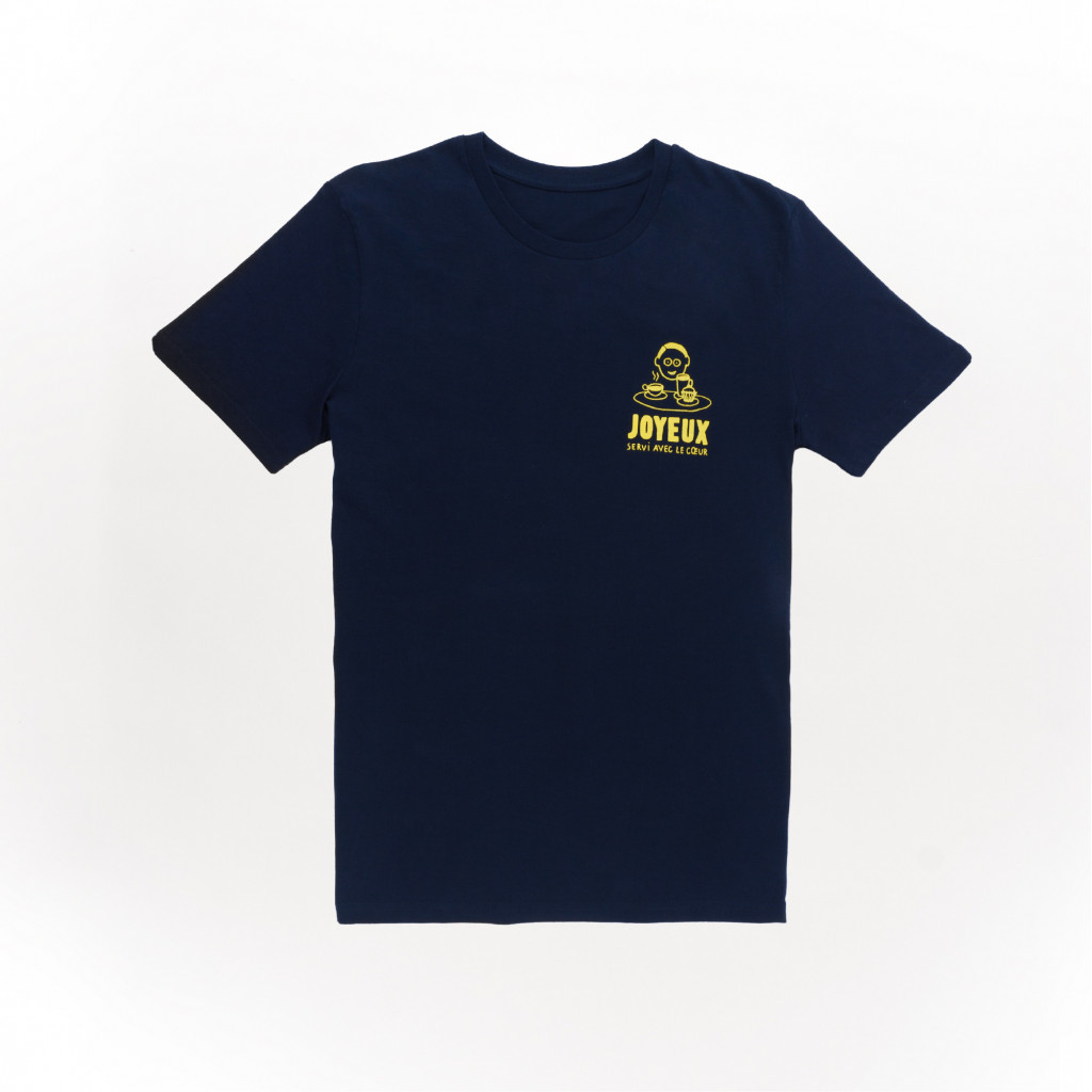 Café Joyeux - Volwassene Navy T shirt - Gezicht