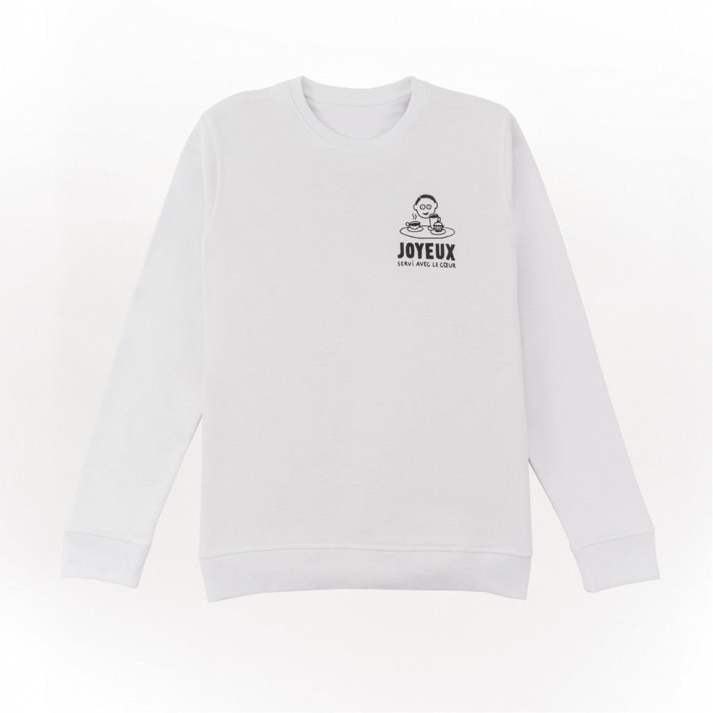 Sweat Shirt Adulte Blanc Café Joyeux - 1