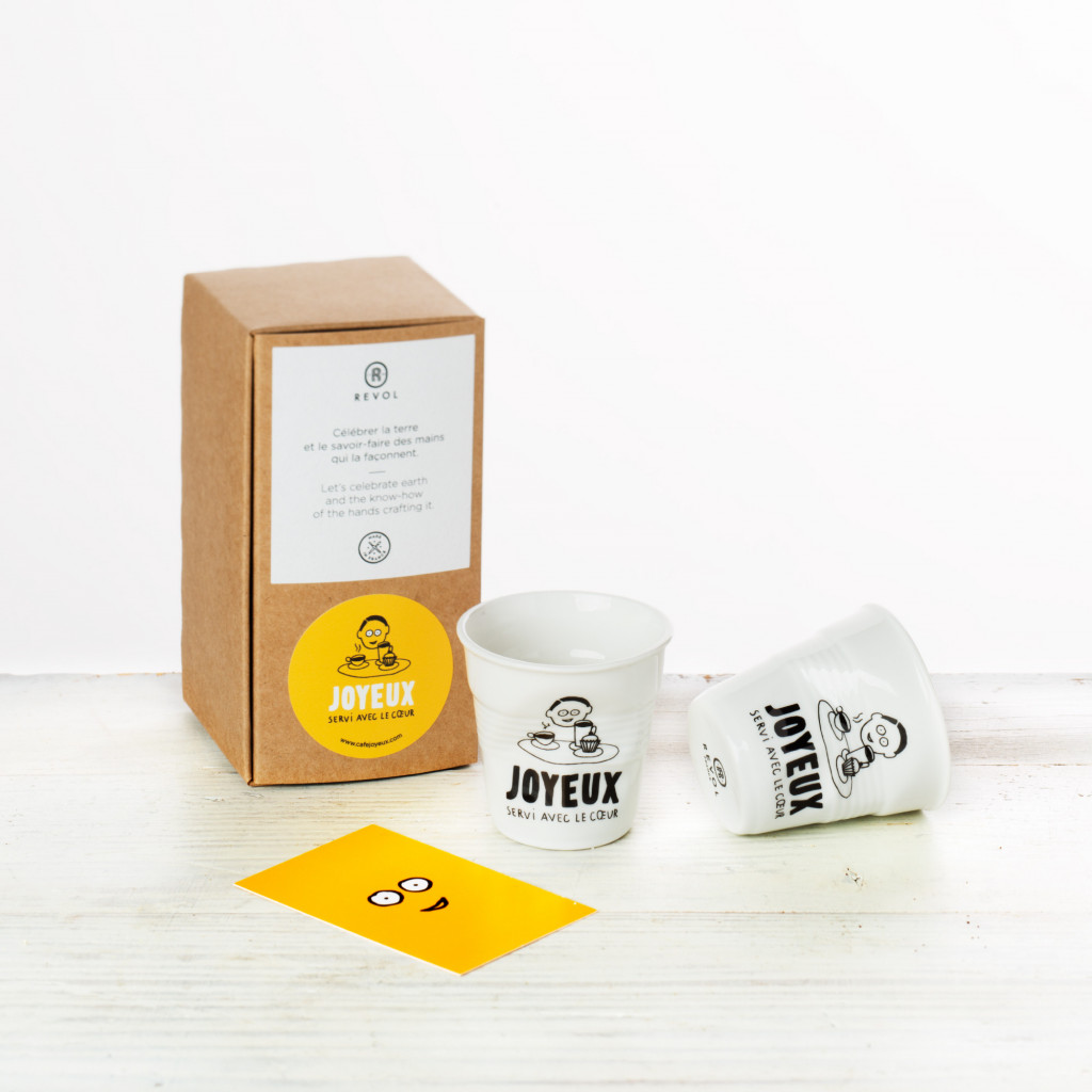Set van 2 witte Revol koffiekopjes Café Joyeux - Met verpakking